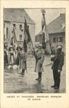 VINTAGE POSTCARD Old Militaria and new French flags in Alsace