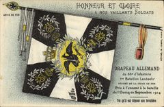 VINTAGE POSTCARD Militaria German Flag 68eme of infantry 1st Landwehr battalion
