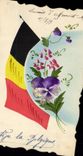 VINTAGE POSTCARD Militaria Flag Belgium (drawing with the hand)