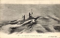 VINTAGE POSTCARD Boat Underwater Submarine Gymnote Destroyer