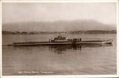 VINTAGE POSTCARD Boat Turquoise Underwater Submarine