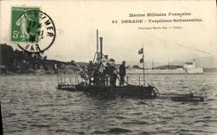 VINTAGE POSTCARD Boat Underwater Submarine Sea-bream Destroyer submersbile