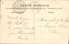 VINTAGE POSTCARD the Theater and fountain Monchel Cherbourg Tramway