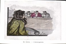 VINTAGE POSTCARD In justice the interrogation