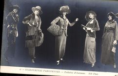CPA Mode Coiffe Femme Silhouettes parisiennes Toilettes d'automne 