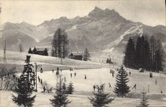CPA Patinage Patins a glace Villars Patinage et dent du Midi 