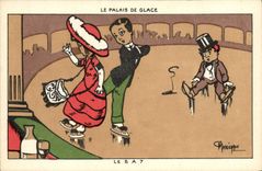 CPA Patinage Patins a glace Palais de glace Le 5 a 7 Illustrateur Marechaux