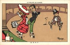 CPA Patinage Patins a glace Le palais de glace Le 5 a 7 Illustrateur Marechaux