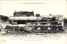 VINTAGE POSTCARD Train Engine Machine 3 1166 has superheater Schmidt Coumpound has 4 cylinders
