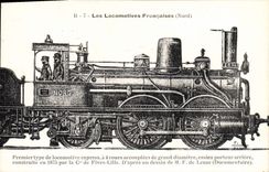 CPA Train Locomotive Premier type de Locomotive express