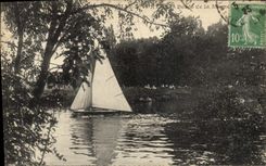VINTAGE POSTCARD Sailing Boat Joinville the Bridge Edges of the Marne