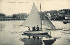 VINTAGE POSTCARD Sailing Boat Billancourt edges of the Seine