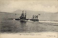 VINTAGE POSTCARD Underwater Warship sailing on the surface