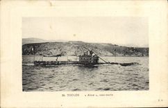 VINTAGE POSTCARD Warship Toulon Alose Submarine