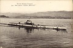 VINTAGE POSTCARD Warship Leon Mignot Underwater
