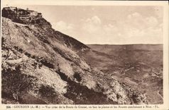 VINTAGE POSTCARD Gourdon Seen from Of the Road Of Fatty in bottom the plain and the roads leading has Nice