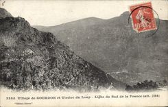 CPA Village de Gourdon et viaduc du Loup ligne du Sud de la France 