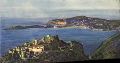 CPA Eze Vue generale du village prise de la route de la grande corniche de Nice a Menton