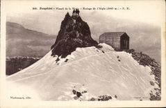 Alpinismo masivo de Dauphine de la POSTAL de la VENDIMIA del refugio de Meije del águila