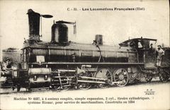 CPA Train Locomotive Machine 4037 a 4 essieux couples