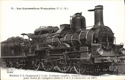 VINTAGE POSTCARD Train Engine C2 Machine