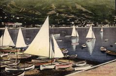 VINTAGE POSTCARD Sailing Boat Menton the port Pleasure boats