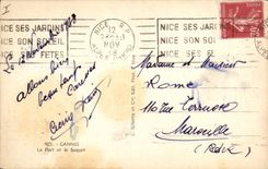 VINTAGE POSTCARD Sailing Boat Cannes the port and Suquet