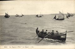 CPA Bateau Voilier Les regates a voile Le depart 