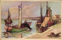 VINTAGE POSTCARD Sailing Boat sin