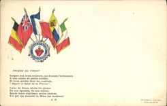 VINTAGE POSTCARD Militaria Prayer with the face Flags
