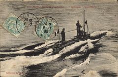 VINTAGE POSTCARD Boat Gymnote submarine