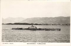 VINTAGE POSTCARD Boat Turquoise Submarine