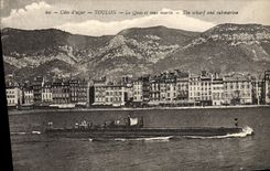CPA Bateau Toulon Le quai et sous marin 