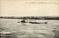 CPA Bateau La Pallice Sous marin sortant du port 