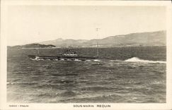 VINTAGE POSTCARD Boat Submarine Shark