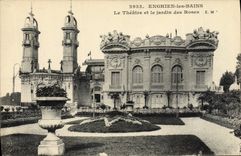 VINTAGE POSTCARD Enghien Theater les Bains the theater and the garden of the Roses
