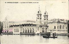 VINTAGE POSTCARD Enghien Theater les Bains the casino and the theater seen of the lake