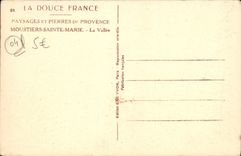 VINTAGE POSTCARD Soft France Mounstiers Sainte Marie the valley
