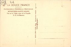 VINTAGE POSTCARD Soft France Moustiers Sainte Marie Seen on the valley taken of the vault ND of Beauvoir