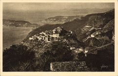 CPA Cote D Azur Eze Vue Generale Prise De La Route De La Grande Corniche