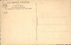 Opinión azul de la dimensión D Eze de la POSTAL de la VENDIMIA de la aldea y del cabo Ferrat