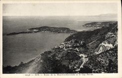 Camino de Eze de la POSTAL de la VENDIMIA de la cornisa media y del cabo Ferrat