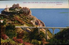 POSTAL Eze de la VENDIMIA en el mar la roca y el puente de la cornisa media