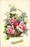 VINTAGE POSTCARD Bonee Year Flowers