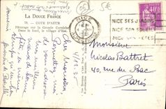 POSTAL MODERNA Francia suave dimensiona el pasto azul en la cornisa grande en el contenido la aldea de las ovejas de Eze Berger