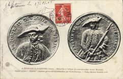 VINTAGE POSTCARD Justice Medal St Etienne de Geoirs Medals with the effigy of the smuggler Louis Chuck