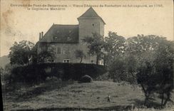 VINTAGE POSTCARD Justice Surroundings of Bridge of Beauvoisin Old castle of Rochefort or was capture the captain Mandrin Gangster