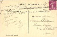 Alpinismo de Chamonix de la POSTAL de la VENDIMIA la choza de la tapa