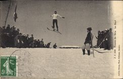 VINTAGE POSTCARD Winter sports Race of ski the jump