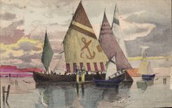 VINTAGE POSTCARD Sailing Bateau Steamer Anchors